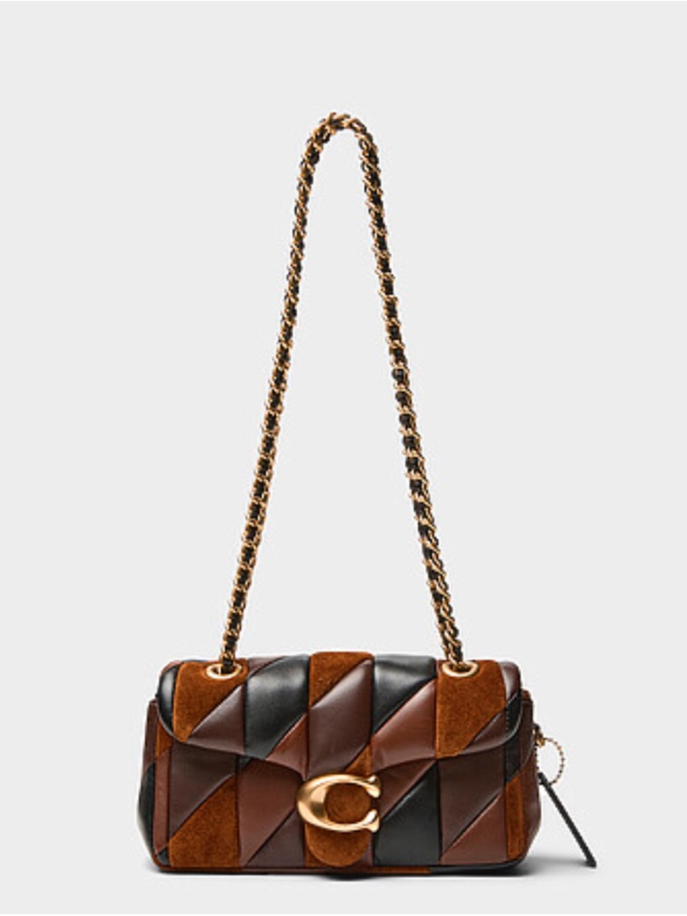Coach Quilted Patchwork Crossbody in Brown and Black - Picture 2 of 3